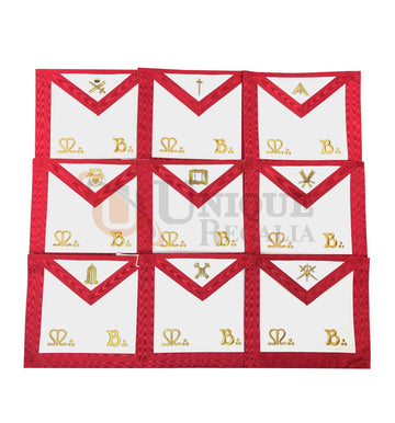 Masonic Scottish Rite Officers Apron Set of 9 AASR (REAA)